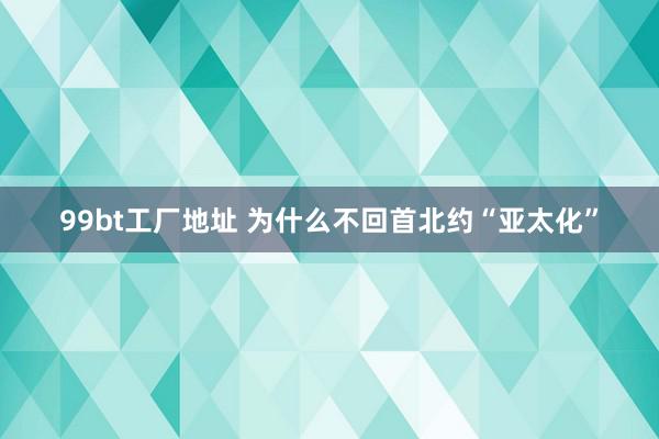 99bt工厂地址 为什么不回首北约“亚太化”