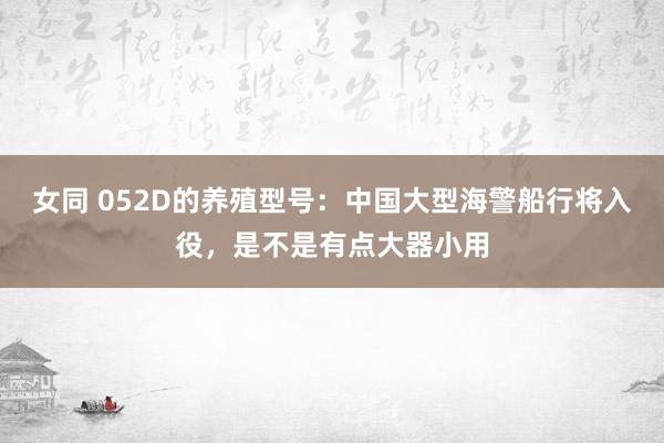 女同 052D的养殖型号：中国大型海警船行将入役，是不是有点大器小用